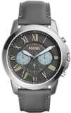 Buy Shop Fossil Grant Chronograph Gunmetal Grey Dial Grey Leather Strap Watch for Men - FS5183 USA Online