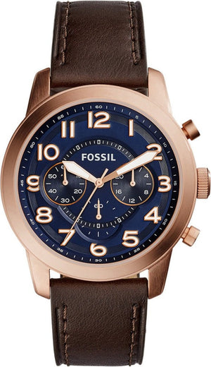 Buy Shop Fossil Pilot 54 Chronograph Blue Dial Brown Leather Strap Watch for Men - FS5204 USA Online