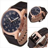 Buy Shop Fossil Pilot 54 Chronograph Blue Dial Brown Leather Strap Watch for Men - FS5204 USA Online