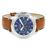 Buy Shop Fossil Grant Chronograph Blue Dial Brown Leather Strap Watch for Men - FS5210 USA Online