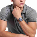 Buy Shop Fossil Grant Chronograph Blue Dial Brown Leather Strap Watch for Men - FS5210 USA Online