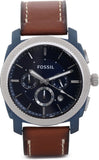 Buy Shop Fossil Machine Chronograph Blue Dial Brown Leather Strap Watch for Men - FS5232 USA Online
