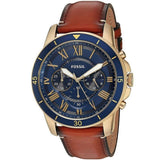 Buy Shop Fossil Grant Sport Chronograph Blue Dial Brown Leather Strap Watch for Men - FS5268 USA Online