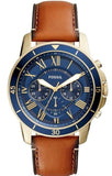 Buy Shop Fossil Grant Sport Chronograph Blue Dial Brown Leather Strap Watch for Men - FS5268 USA Online
