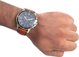 Buy Shop Fossil Grant Sport Chronograph Blue Dial Brown Leather Strap Watch for Men - FS5268 USA Online
