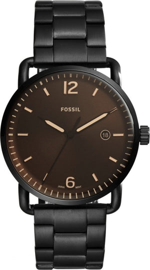 Buy Shop Fossil The Commuter Brown Dial Black Steel Strap Watch for Men - FS5277 USA Online
