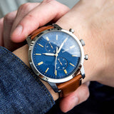 Buy Shop Fossil Townsman Chronograph Blue Dial Brown Leather Strap Watch for Men - FS5279 USA Online