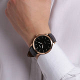 Buy Shop Fossil The Minimalist Black Dial Black Leather Strap Watch for Men - FS5376 USA Online
