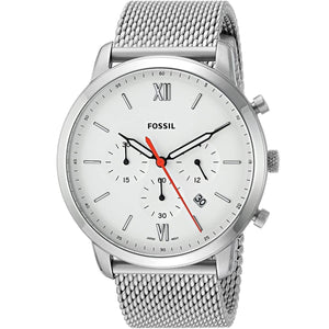 Buy Shop Fossil Neutra Chronograph White Dial Silver Mesh Bracelet Watch for Men - FS5382 USA Online