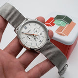 Buy Shop Fossil Neutra Chronograph White Dial Silver Mesh Bracelet Watch for Men - FS5382 USA Online
