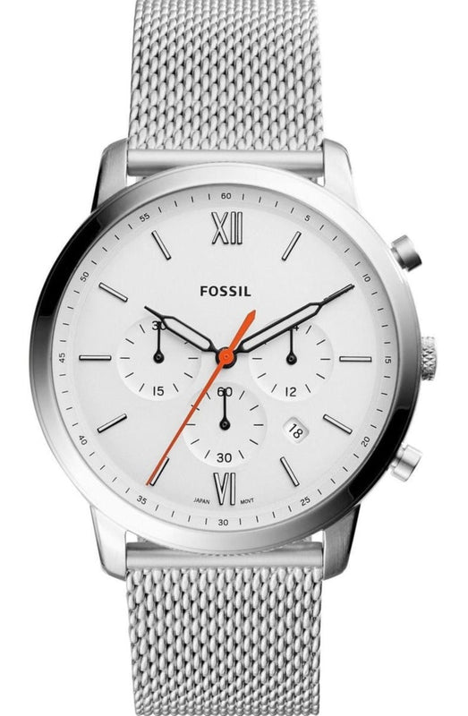 Buy Shop Fossil Neutra Chronograph White Dial Silver Mesh Bracelet Watch for Men - FS5382 USA Online