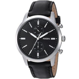 Fossil Townsman Multifunction Black Dial Black Leather Strap Watch for Men - FS5396