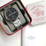 Buy Shop Fossil The Commuter Black Dial Silver Steel Strap Watch for Men - FS5399 USA Online