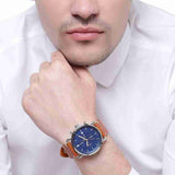 Buy Shop Fossil The Commuter Blue Dial Brown Leather Strap Watch for Men - FS5401 USA Online