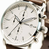 Buy Shop Fossil The Commuter White Dial Brown Leather Strap Watch for Men - FS5402 USA Online