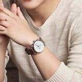 Buy Shop Fossil The Commuter White Dial Brown Leather Strap Watch for Men - FS5402 USA Online