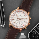 Buy Shop Fossil Goodwin Chronograph White Dial Brown Leather Strap Watch for Men - FS5415 USA Online
