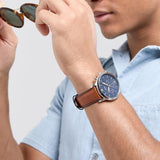 Buy Shop Fossil Neutra Chronograph Blue Dial Brown Leather Strap Watch for Men - FS5453 USA Online