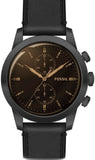 Buy Shop Fossil Goodwin Chronograph Black Dial Black Leather Strap Watch for Men - FS5585 USA Online