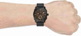 Buy Shop Fossil Machine Chronograph Black Dial Black Leather Strap Watch for Men - FS5586 USA Online