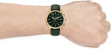 Fossil Townsman Chronograph Green Dial Green Leather Strap Watch for Men - FS5599