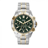 Buy Shop Fossil Garrett Chronograph Green Dial Two Tone Steel Strap Watch for Men - FS5622 USA Online