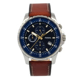 Buy Shop Fossil Dillinger Luggage Chronograph Blue Dial Brown Leather Strap Watch for Men - FS5675 USA Online