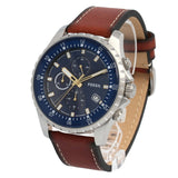 Buy Shop Fossil Dillinger Luggage Chronograph Blue Dial Brown Leather Strap Watch for Men - FS5675 USA Online