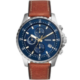 Buy Shop Fossil Dillinger Luggage Chronograph Blue Dial Brown Leather Strap Watch for Men - FS5675 USA Online