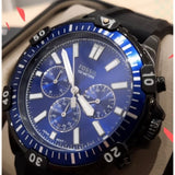 Buy Shop Fossil Garrett Chronograph Blue Dial Black Rubber Strap Watch for Men - FS5695 USA Online