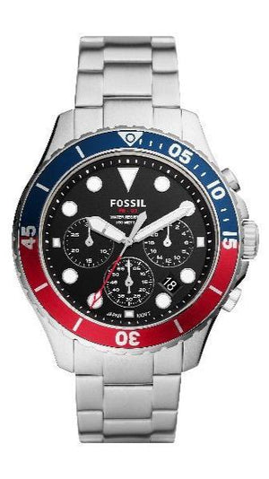 Buy Shop Fossil FB-03 Chronograph Black Dial Silver Steel Strap Watch for Men - FS5767 USA Online