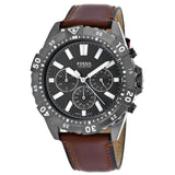 Buy Shop Fossil Garrett Chronograph Grey Dial Brown Leather Strap Watch for Men - FS5770 USA Online