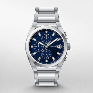 Buy Shop Fossil Everett Chronograph Blue Dial Silver Steel Strap Watch for Men - FS5795 USA Online
