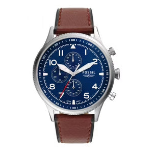 Buy Shop Fossil Retro Pilot Chronograph Blue Dial Brown Leather Strap Watch for Men - FS5832 USA Online