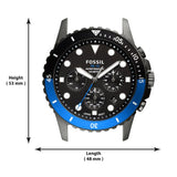 Buy Shop Fossil FB-01 Chronograph Black Dial Grey Steel Strap Watch for Men - FS5835 USA Online