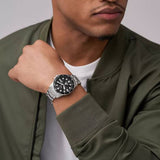 Buy Shop Fossil FB-01 Chronograph Black Dial Silver Steel Strap Watch for Men - FS5837 USA Online