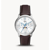 Buy Shop Fossil Neutra Minimalist Moonphase Silver Dial Brown Leather Strap Watch for Men - FS5905 USA Online