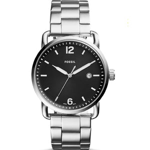 Buy Shop Fossil The Commuter Black Dial Silver Steel Strap Watch for Men - FS5391 USA Online