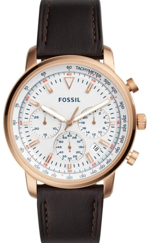 Buy Shop Fossil Goodwin Chronograph White Dial Brown Leather Strap Watch for Men - FS5415 USA Online