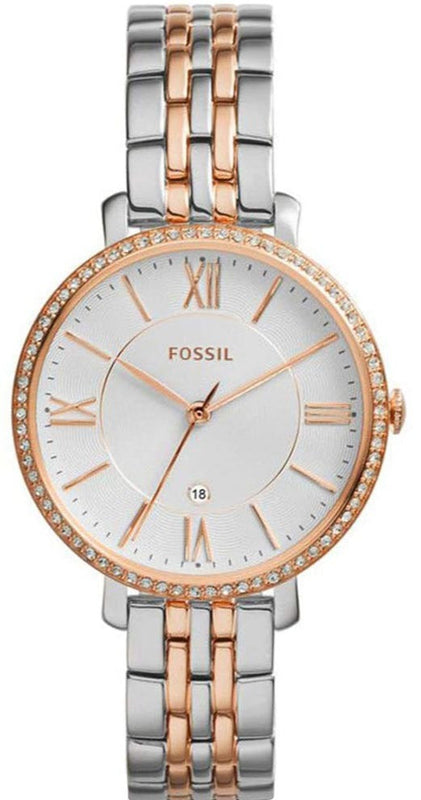 Buy Shop Fossil Jacqueline White Dial Two Tone Steel Strap Watch for Women - ES3634 USA Online