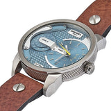 Buy Shop Diesel Mini Daddy LIght Blue Dial Brown Leather Strap Watch For Men - DZ7321 USA Online