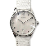 Buy Shop Gucci G-Timeless Mother of Pearl White Dial White Leather Strap Watch For Women - YA126597 USA Online