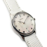 Buy Shop Gucci G-Timeless Mother of Pearl White Dial White Leather Strap Watch For Women - YA126597 USA Online
