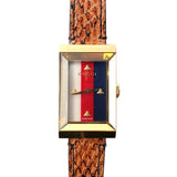 Buy Shop Gucci G-Frame Mother of Pearl Dial Brown Leather Snakeskin Strap Watch For Women - YA147402 USA Online