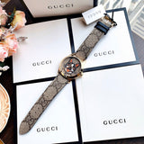 Buy Shop Gucci G-Timeless Brown Dial Brown Leather Strap Unisex Watch - YA1264057 USA Online