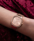 Buy Shop Guess Tapestry Diamonds Rose Gold Dial Rose Gold Mesh Bracelet Watch for Women - GW0354L3 USA Online