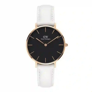 Buy Shop Daniel Wellington Classic Petite Bondi Black Dial White Leather Strap Watch For Women - DW00100283 USA Online
