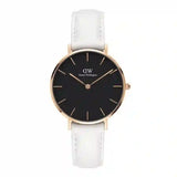 Buy Shop Daniel Wellington Classic Petite Bondi Black Dial White Leather Strap Watch For Women - DW00100283 USA Online