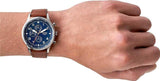 Buy Shop Fossil Retro Pilot Chronograph Blue Dial Brown Leather Strap Watch for Men - FS5832 USA Online