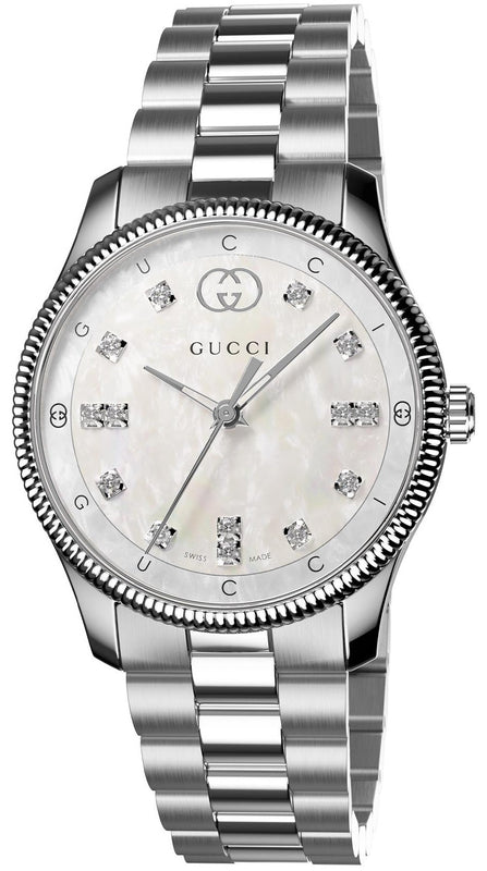 Buy Shop Gucci G Timeless Diamonds White Dial Silver Steel Strap Watch for Women - YA1265064 USA Online